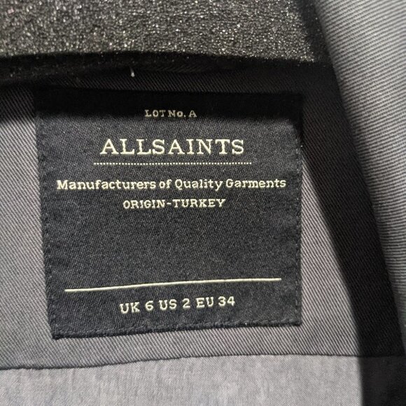 AllSaints | Hoxton Monument Coat in Charcoal Grey Raw Hem - Picture 8 of 16